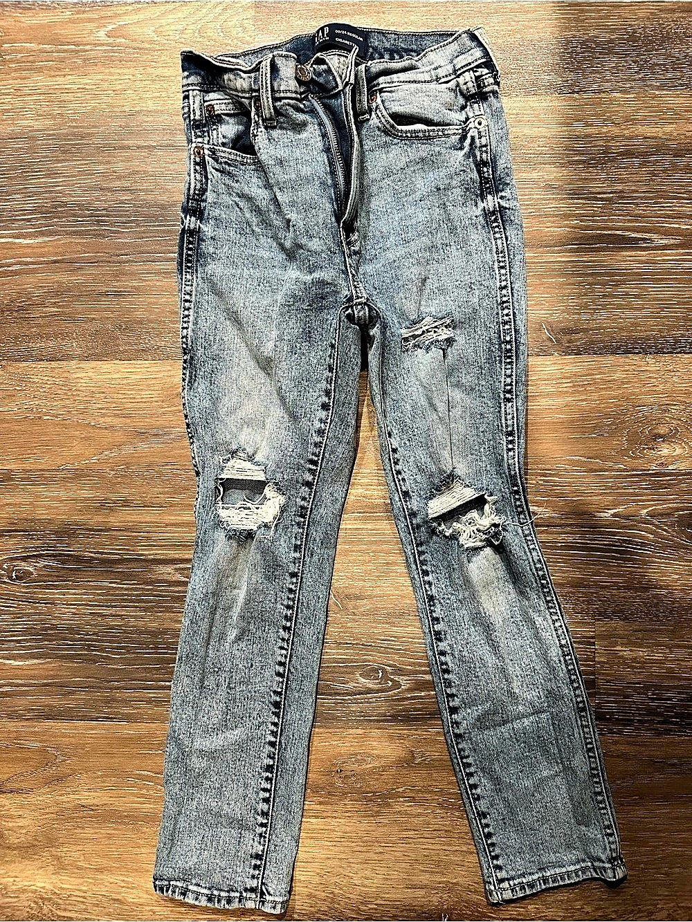GAP Cigarettte Jeans Acid Wash Distressed Skinny Jeans in Blue Size 00p